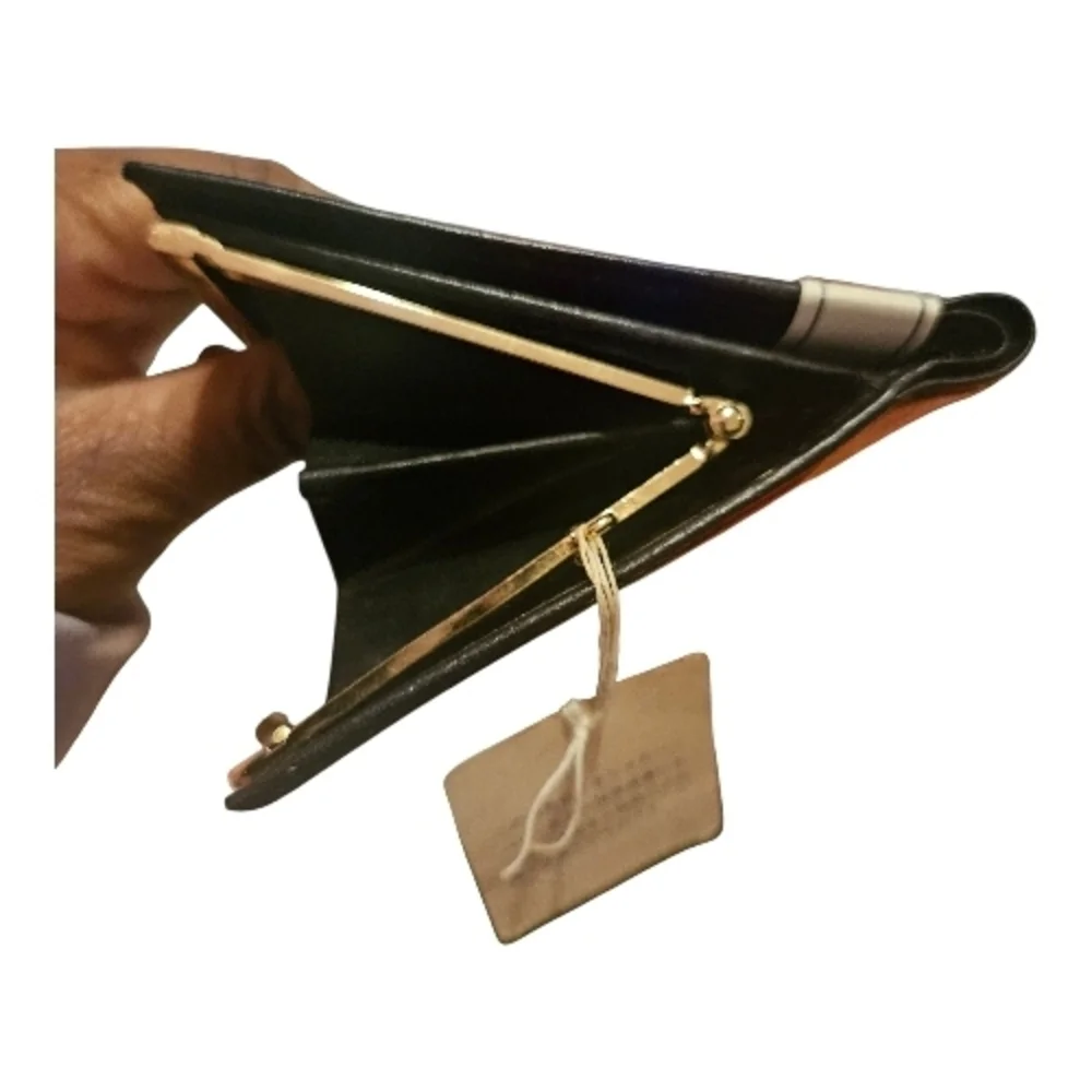 RARE Burberrys Black Leather Bifold Wallet Equestrian Knight Made In Japan - Picture 8 of 16